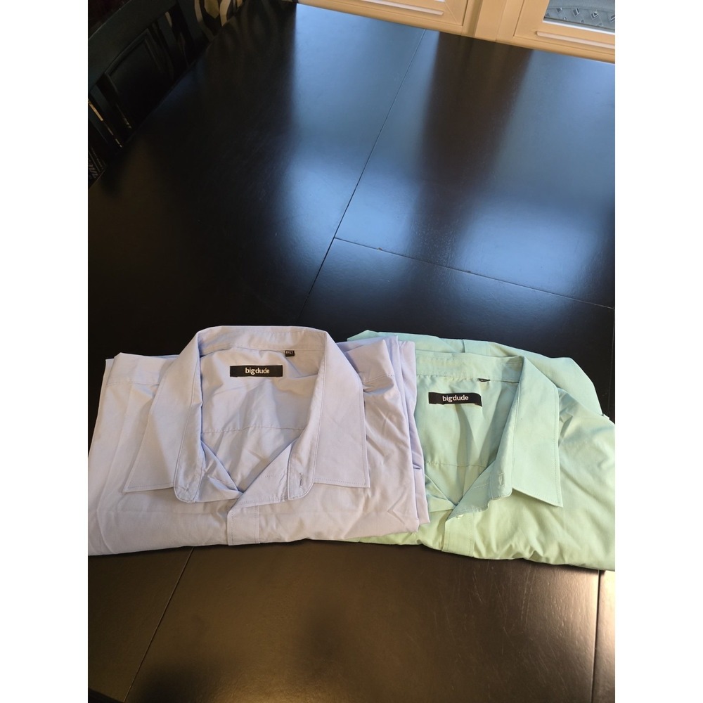 Bigdude Men's 8XLT Short Sleeve Button Down Shirt Lot of 2 Blue Green Big & Tall
